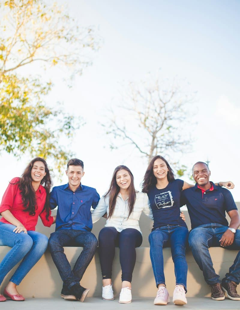 Group of smiling college students