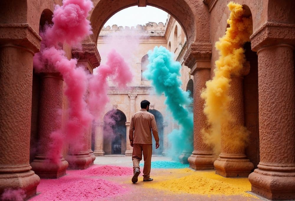 Why the Whole Town of Hampi Turns into a Giant Rainbow for One Day During Holi