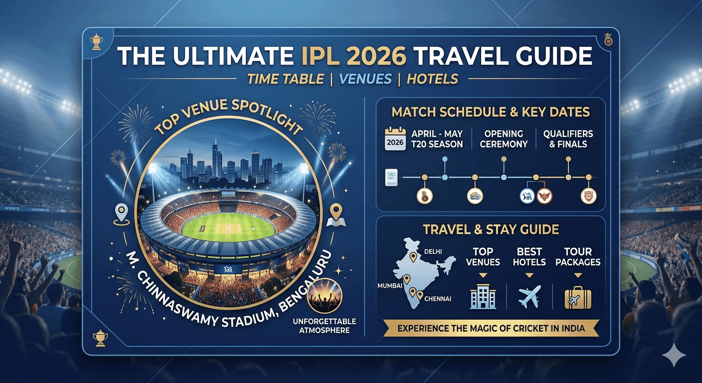 The Ultimate IPL 2026 Travel Guide: Time Table, Matches, Venues, and Hotels