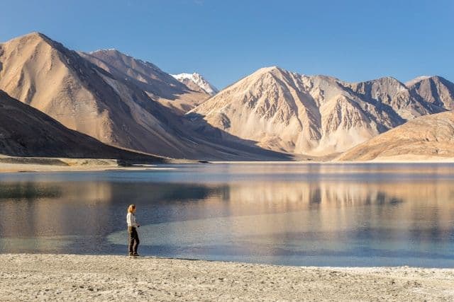 Skipping stones at Pangong Tso